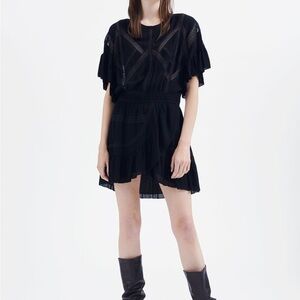 IRO Kimcey Black Ruffle Mini Dress Size 38 / 6